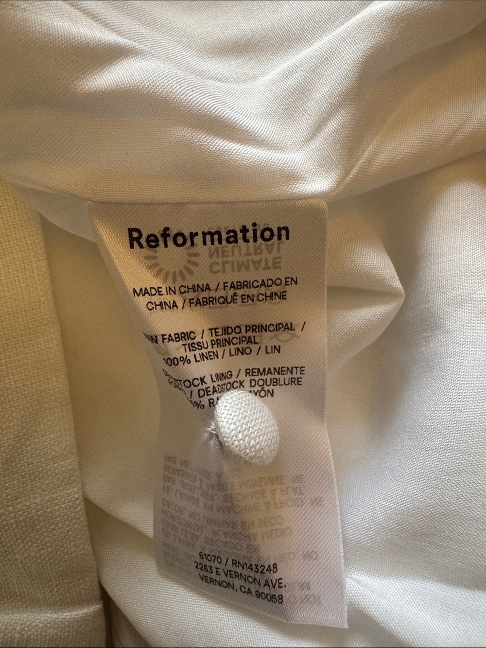 Reformation Kaya Linen Dress Ivory - Size 2 - Picture 6 of 6